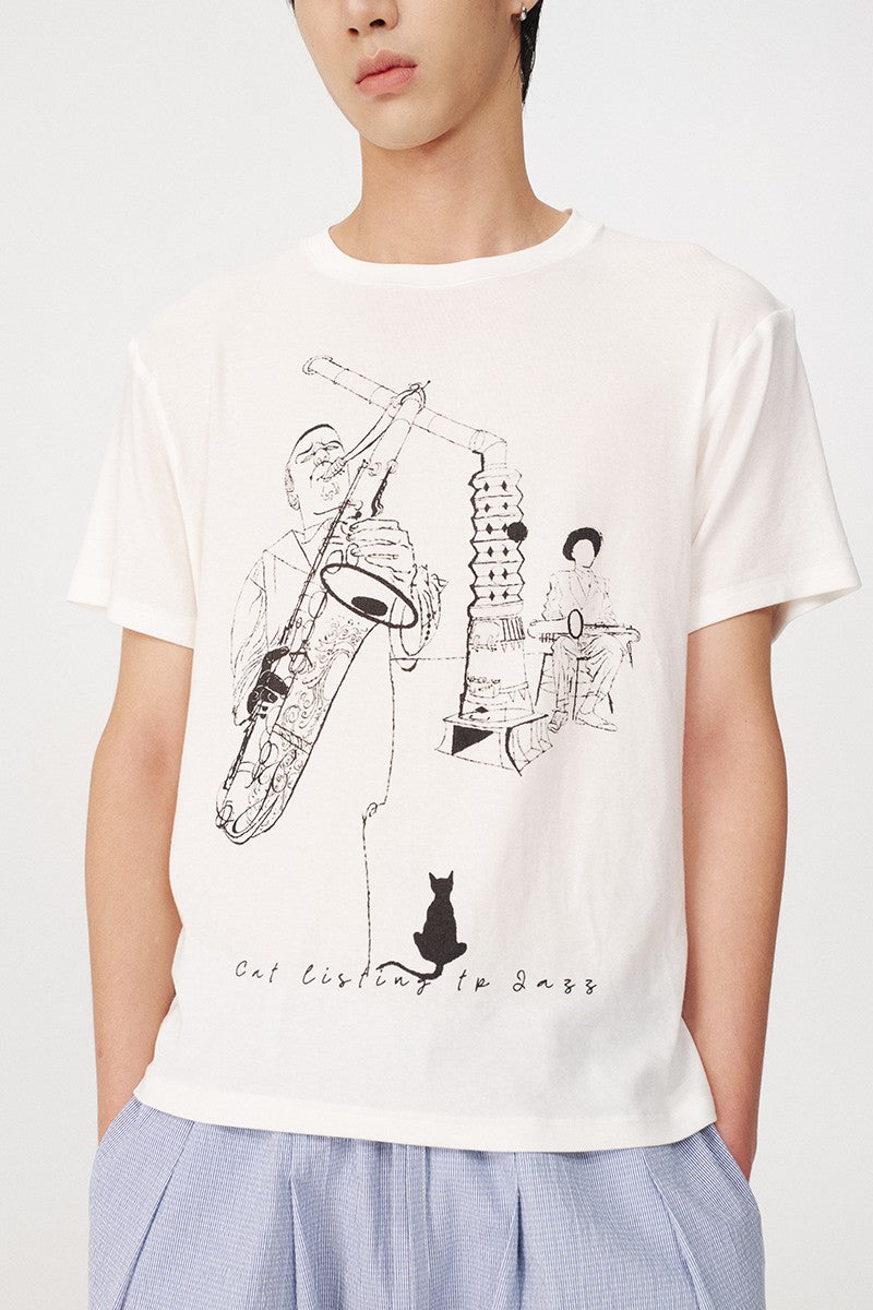 Jazz Cat Graphic Tee
