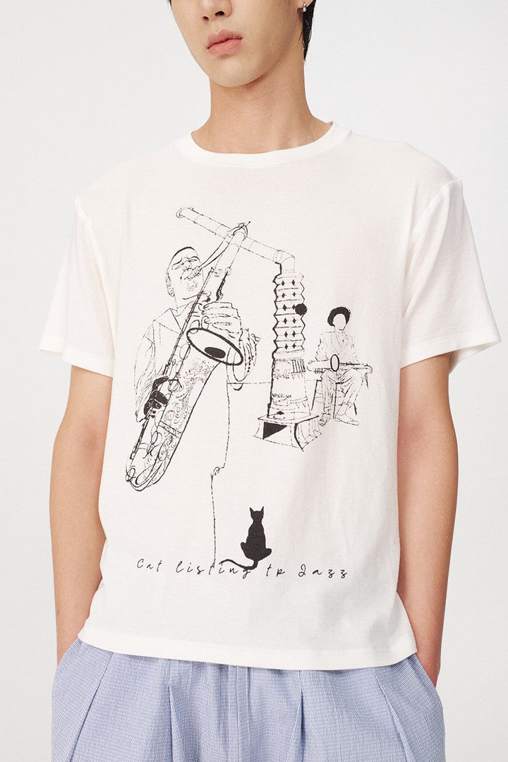 Jazz Cat Graphic Tee