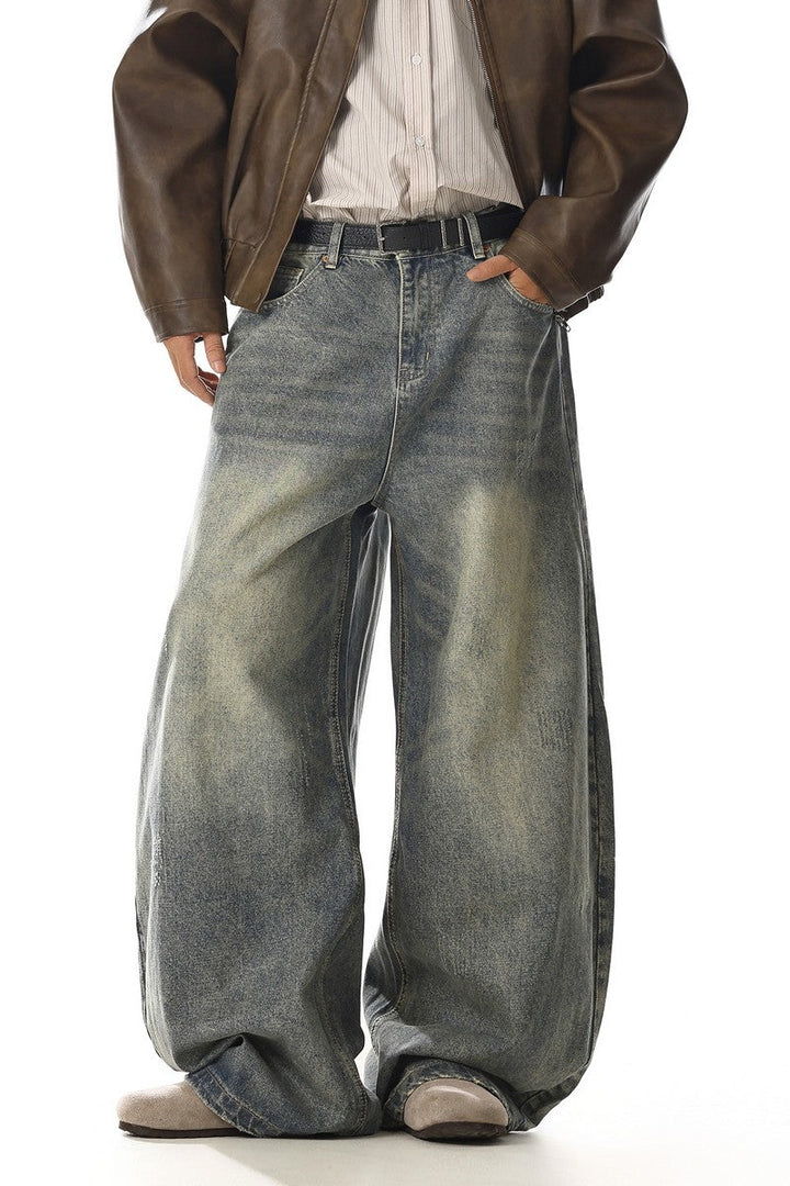 Washed Loose Straight Jeans