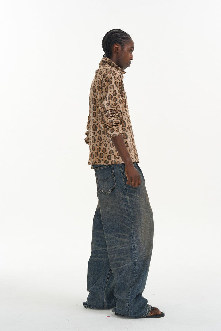 Leopard Print Relaxed Polo Shirt