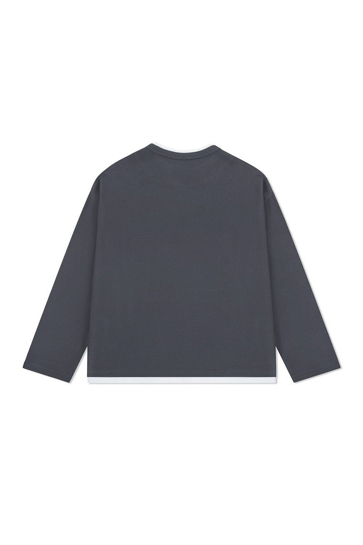 Waffle Layered Henley Long Sleeve