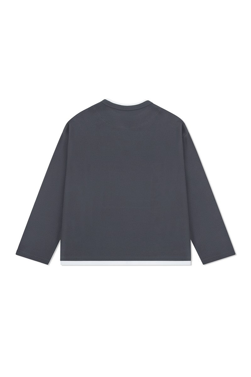 Waffle Layered Henley Long Sleeve