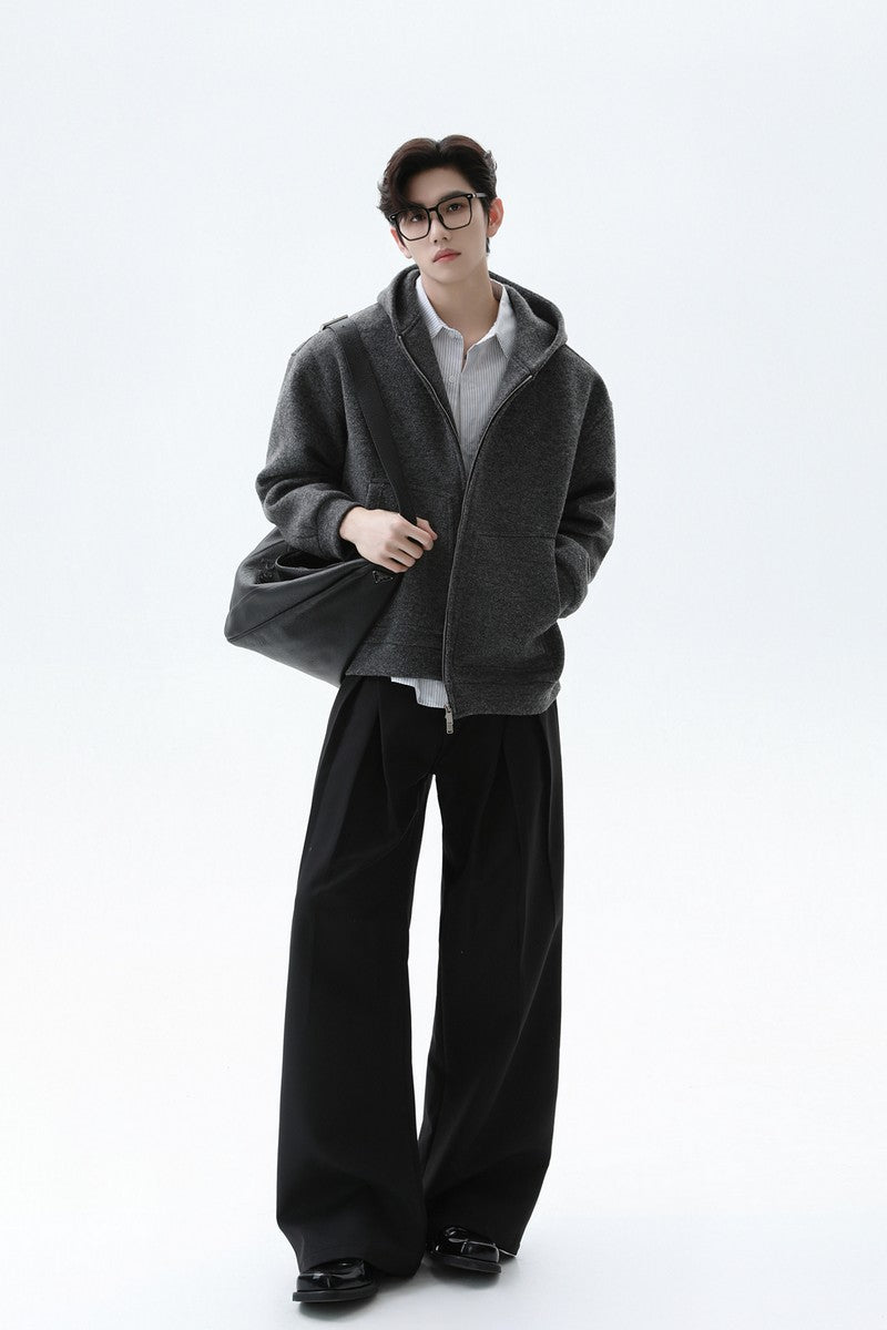 Wool Blend Hooded Cardigan