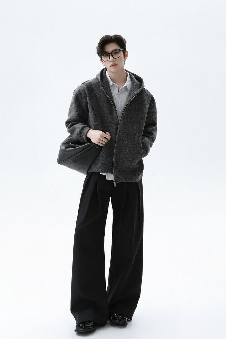 Wool Blend Hooded Cardigan