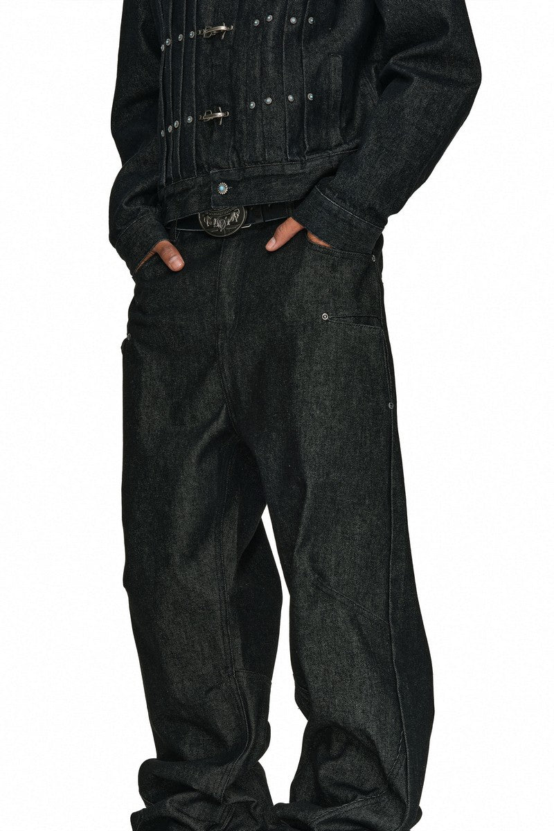 Studded Black Straight Jeans