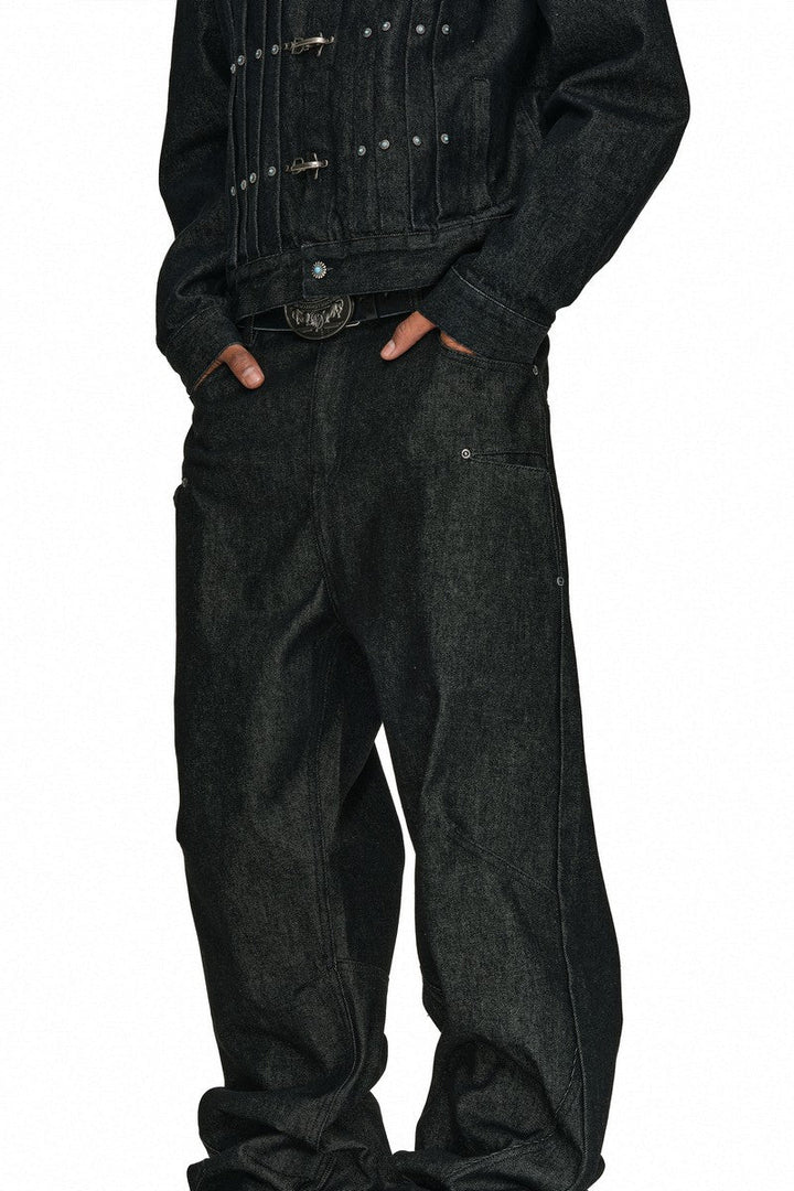 Studded Black Straight Jeans