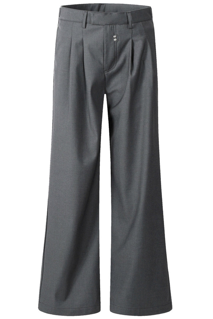 Pleated Rivet Relaxed Dress Trousers