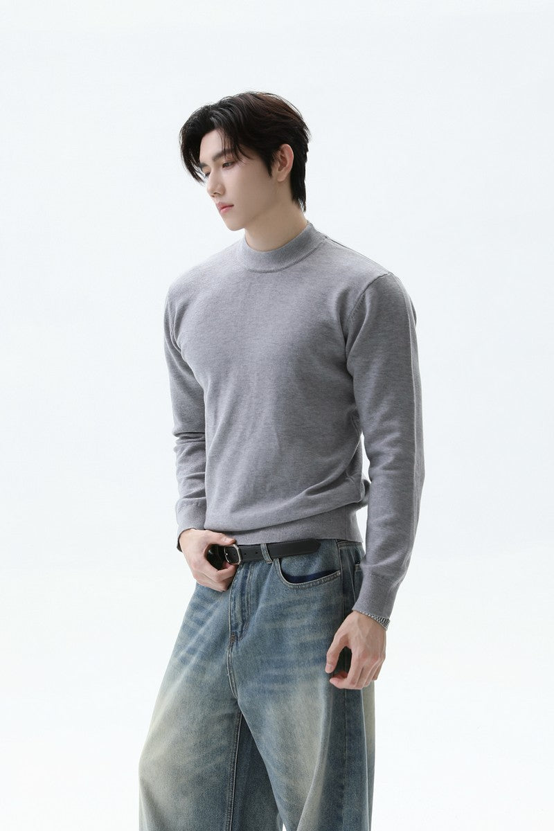 Wool Blend Mock Neck Sweater