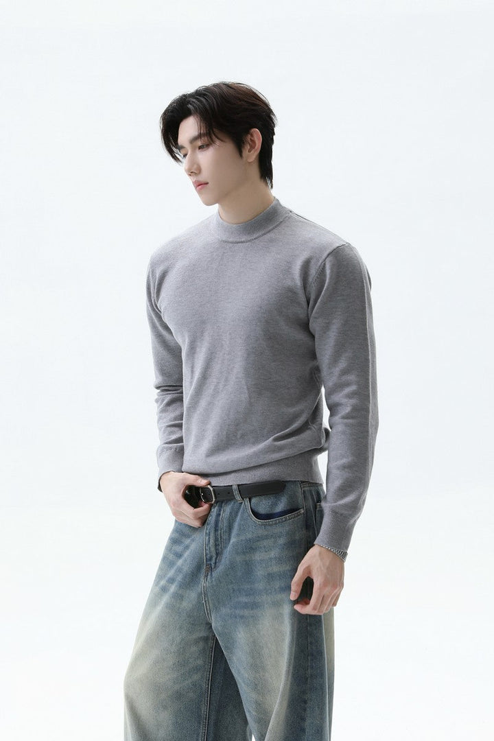 Wool Blend Mock Neck Sweater