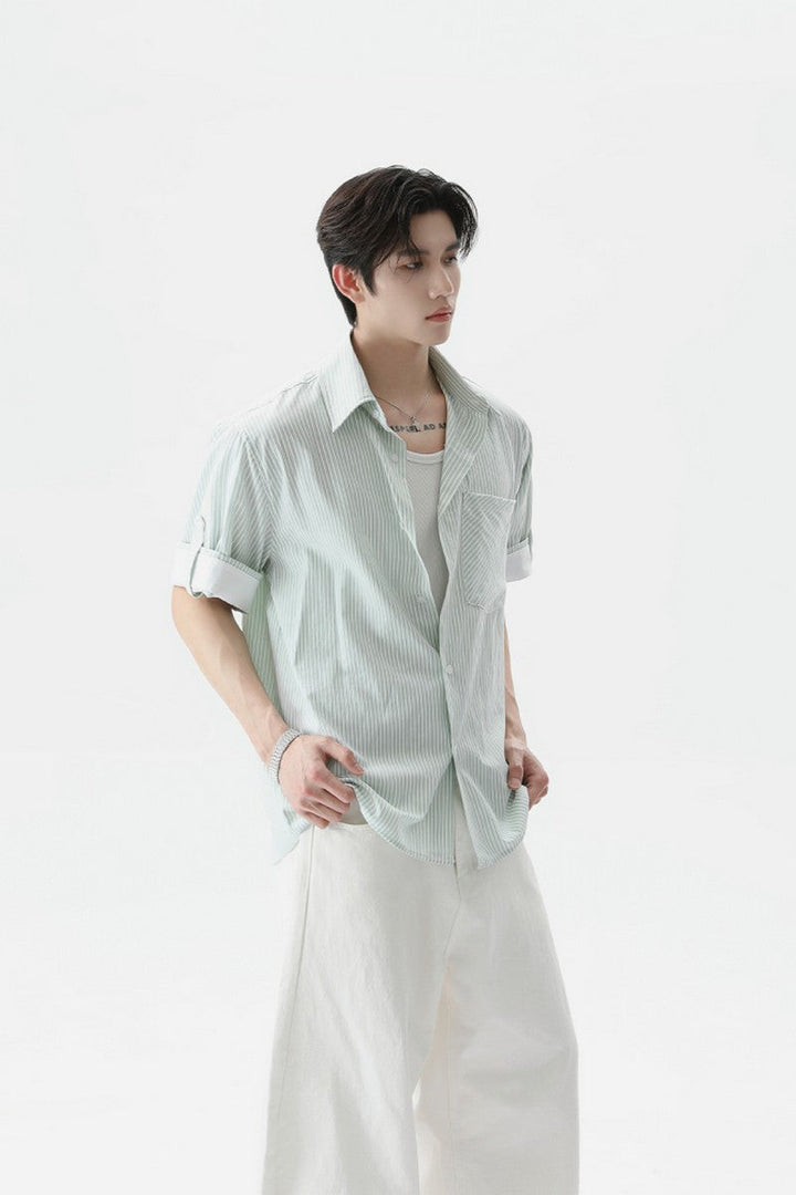 Washed Cotton Striped Shirt