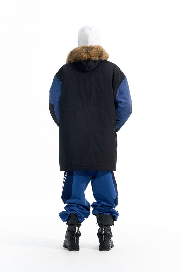 Colorblock Embroidered Long Parka