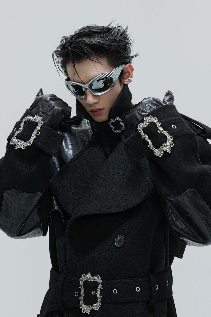 Crocodile Wool Belted Trench