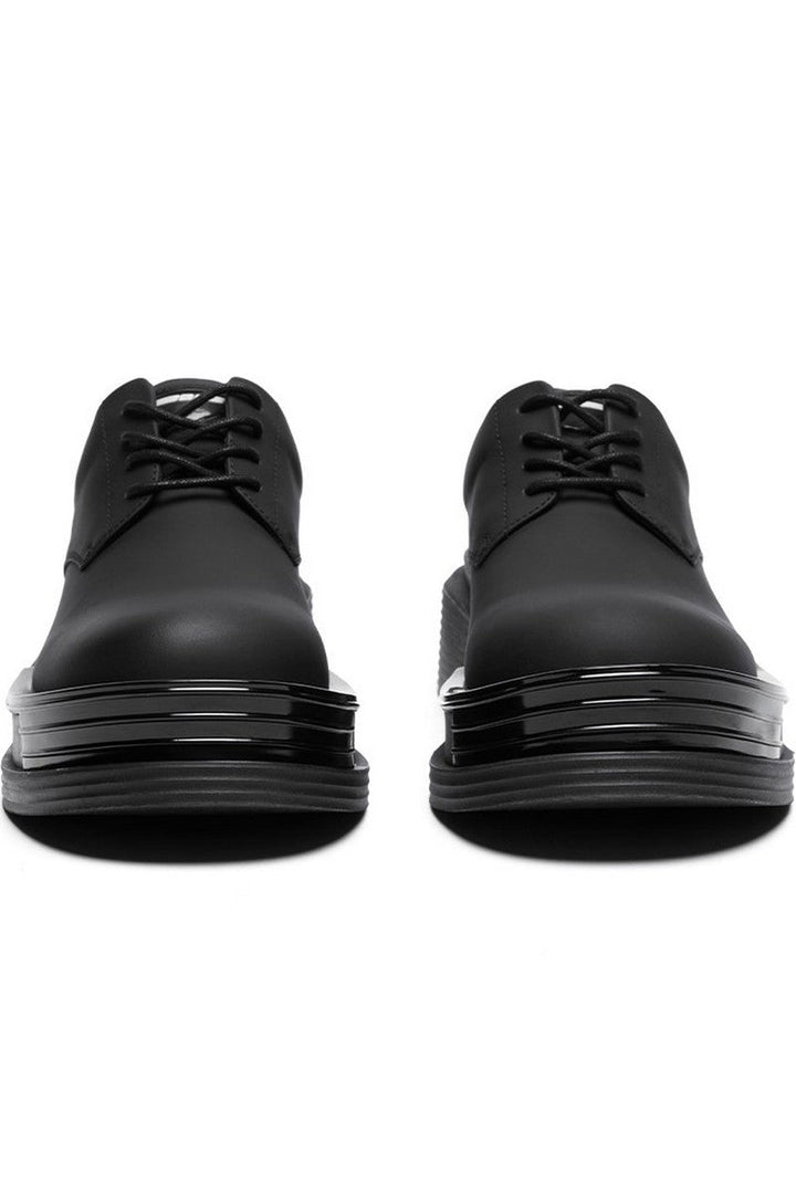 Black Leather Chunky Derby Shoes