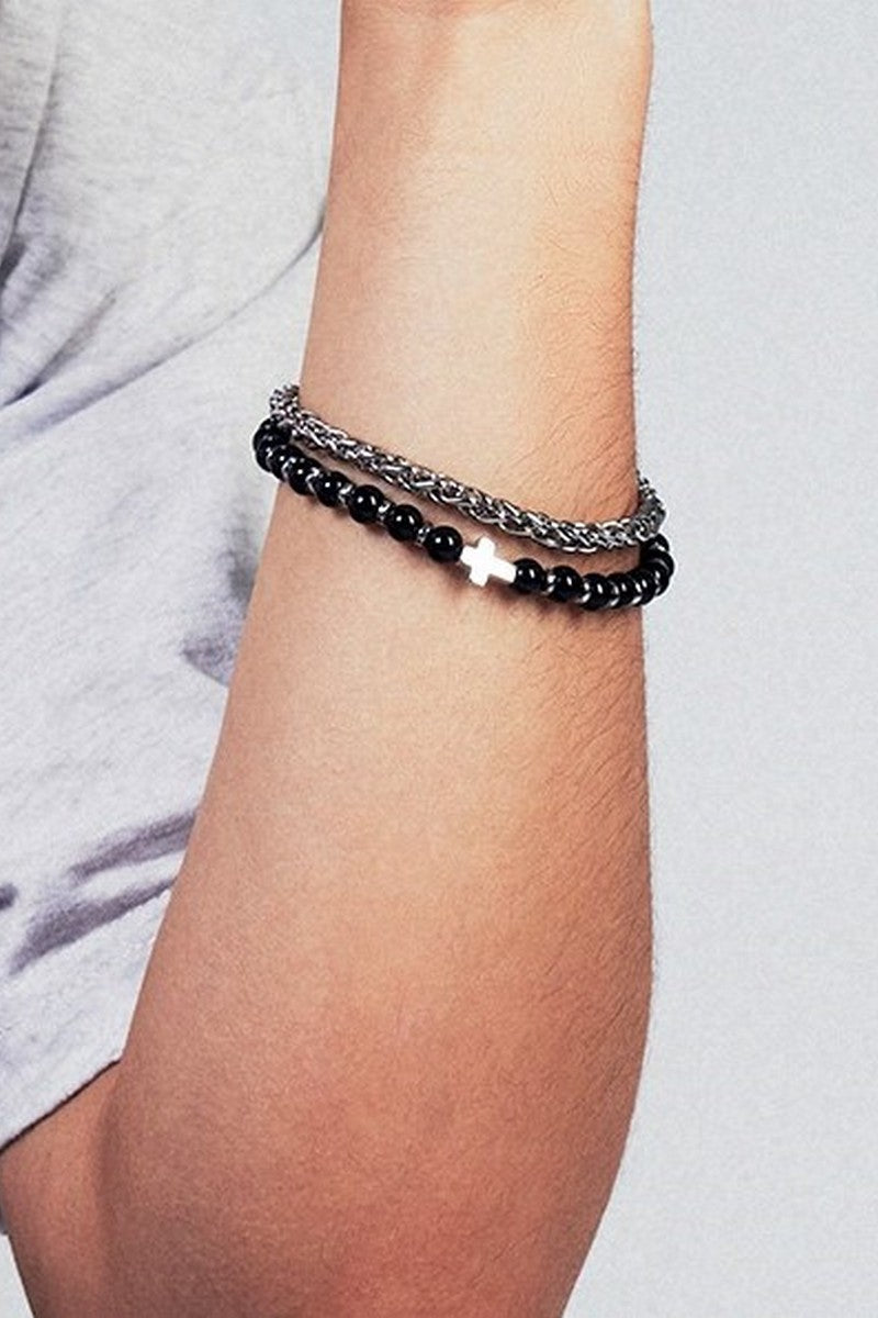 Obsidian Tiger Eye Skull Bracelet