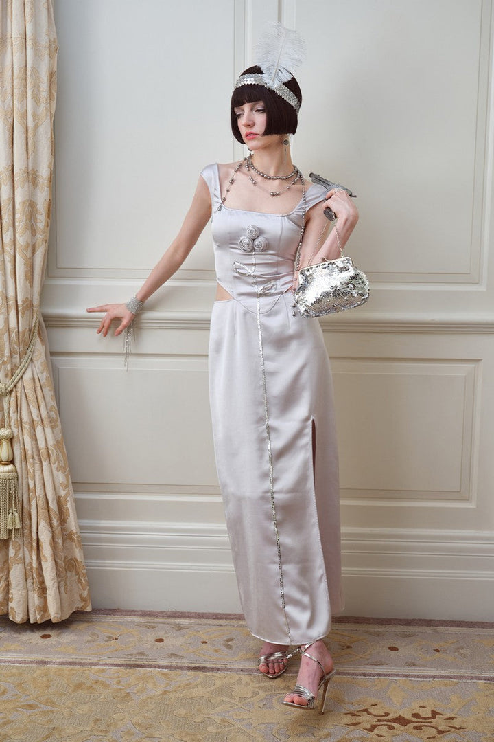 Elegant Satin Long Skirt Dress