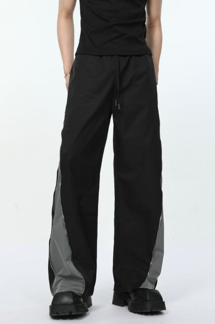 Colorblock Zip-Up Drawstring Pants