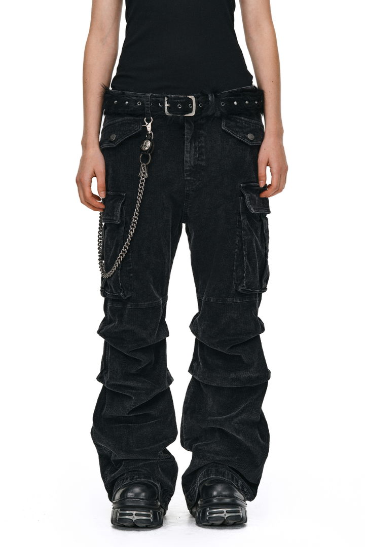 Washed Corduroy Cargo Pants