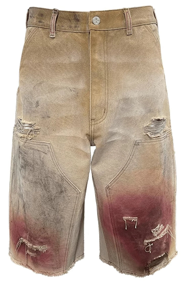 Bloodstain Distressed Canvas Shorts