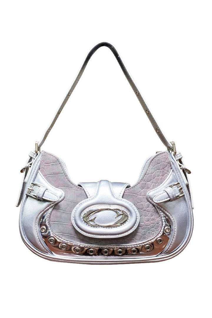 Croc-Embossed Shoulder Bag