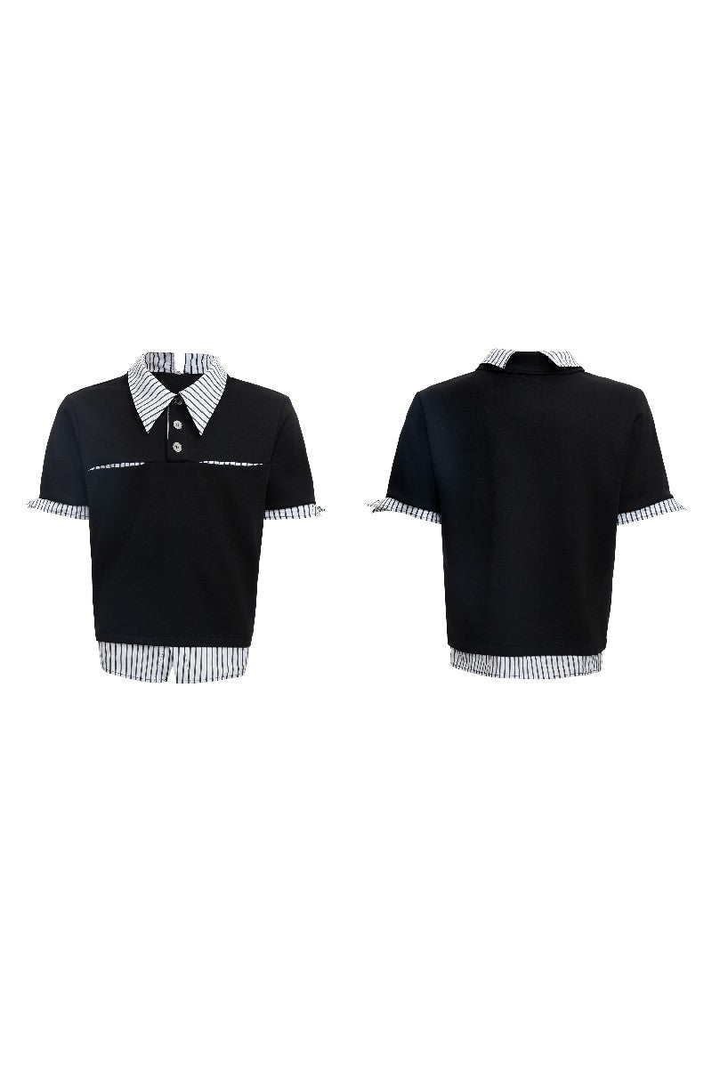 Layered Stripe Polo Tee