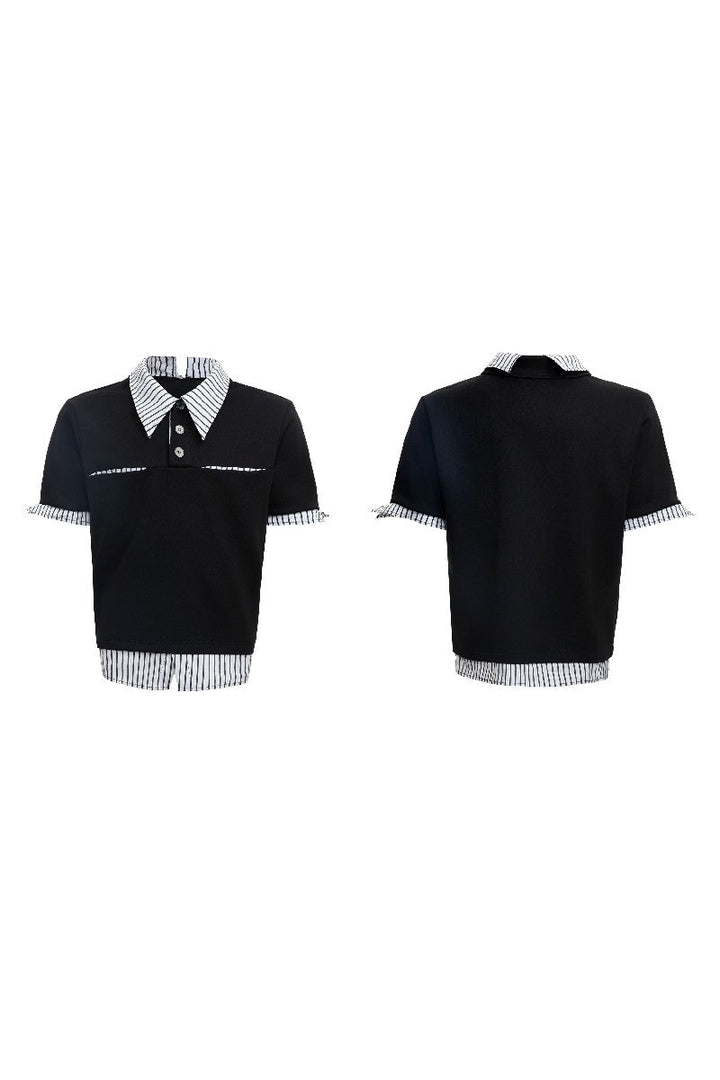 Layered Stripe Polo Tee