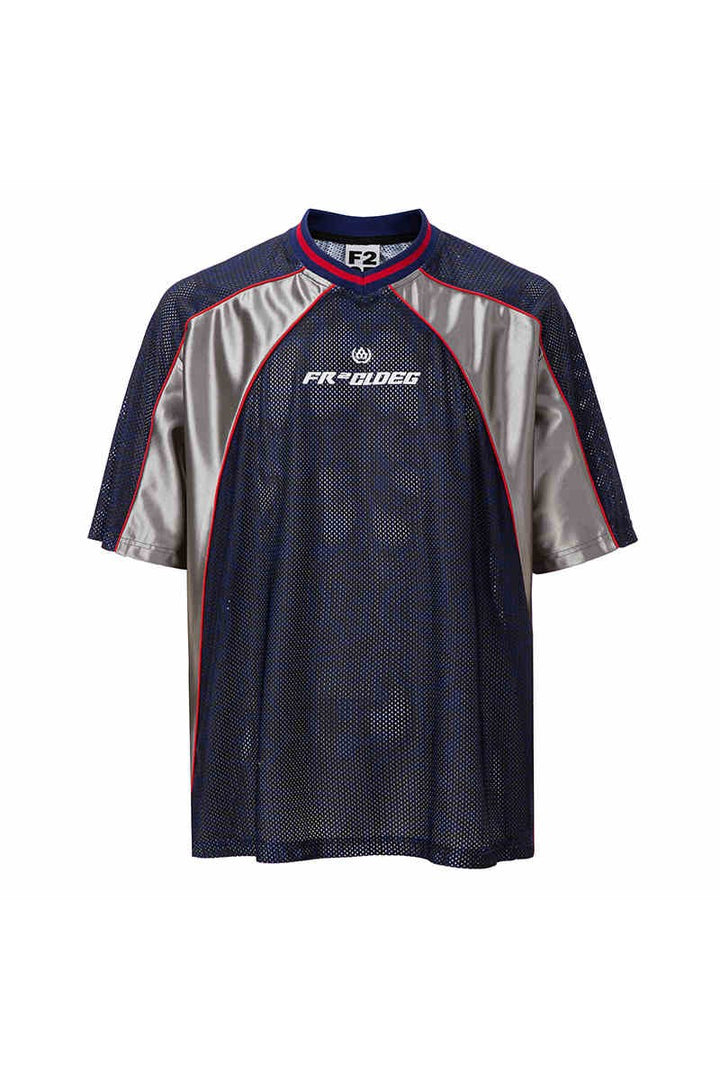Mesh Panel Colorblock Jersey Tee