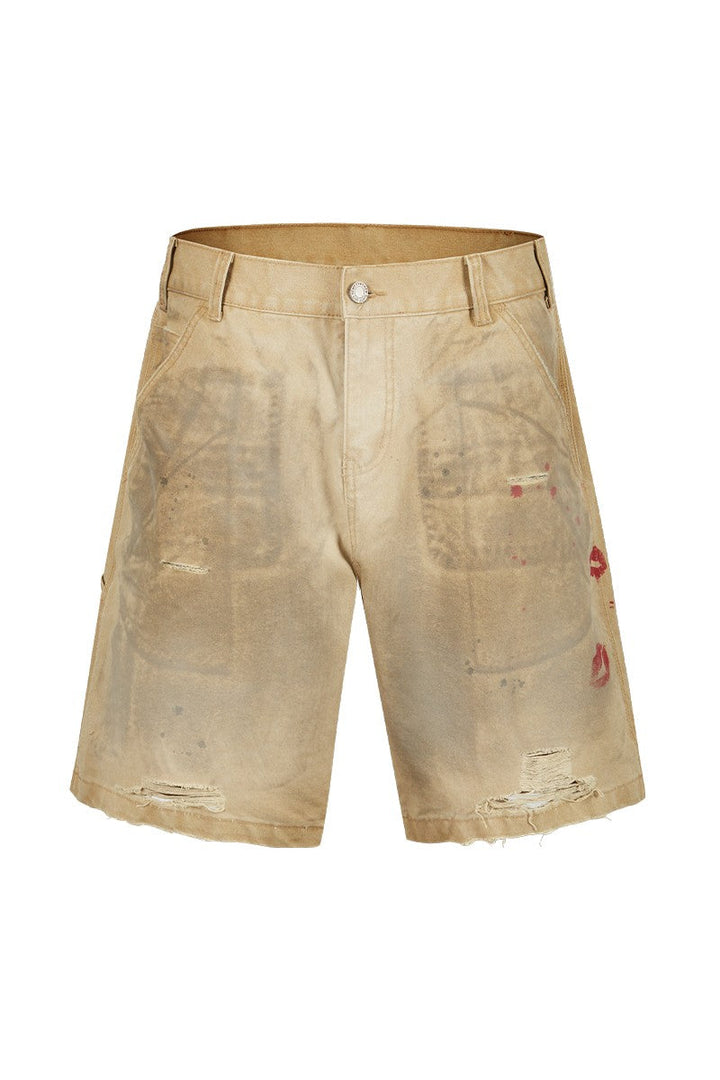Distressed Washed Cargo Shorts