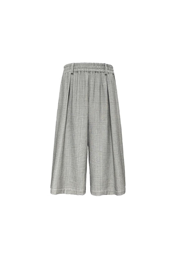 Pleated Check Capri Pants