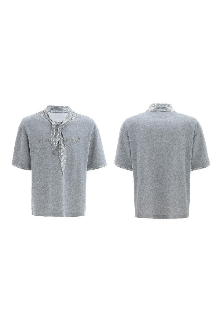 Silver Tie Print Short Sleeve Tee