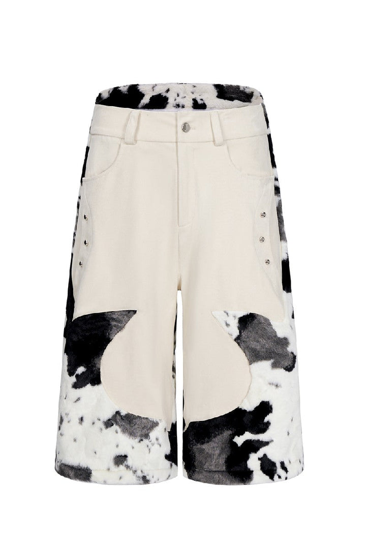 Patchwork Fleece Fur Shorts