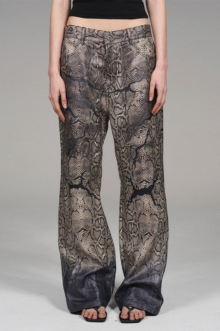 Snakeskin Print Faux Leather Pants