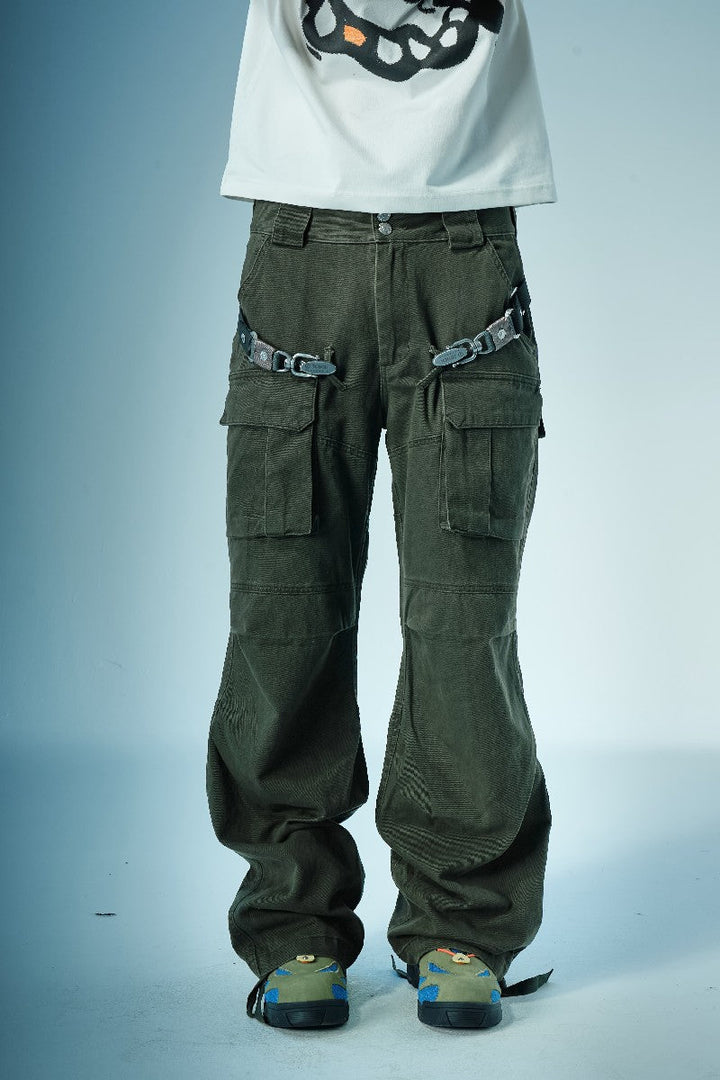 Washed Structured Cargo Pants