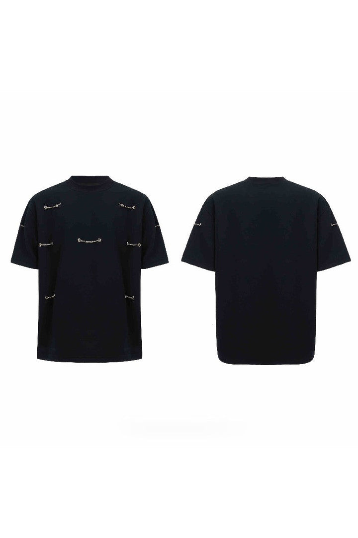Chain Detail Padded Shoulder Tee
