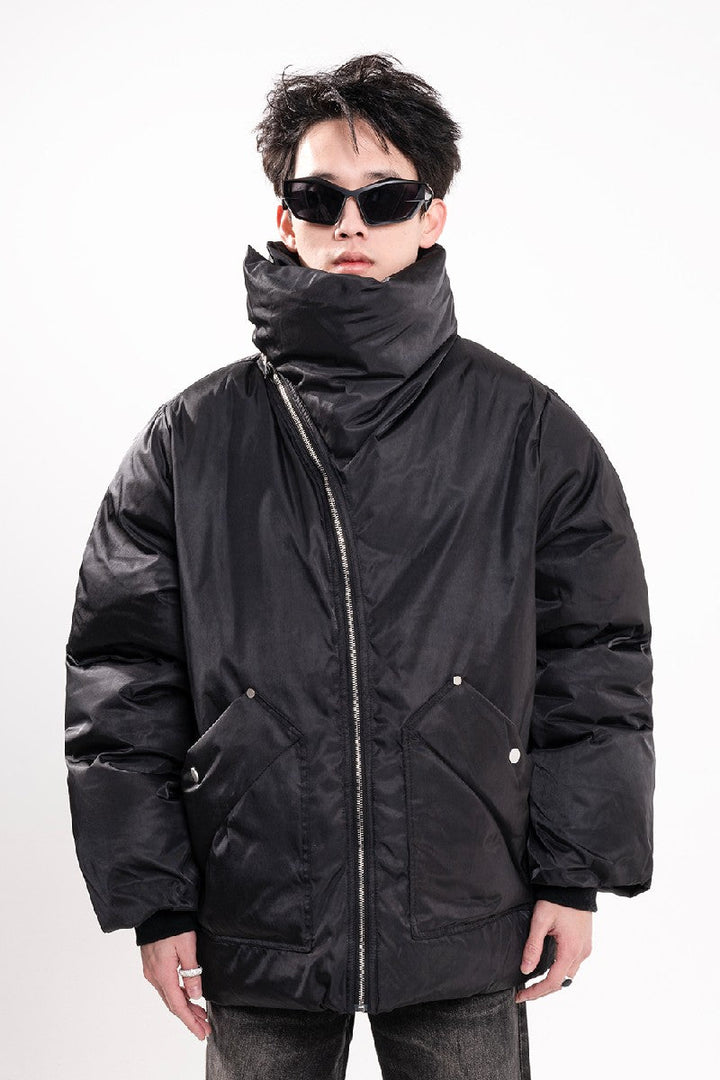 Irregular Zip Puffer Jacket