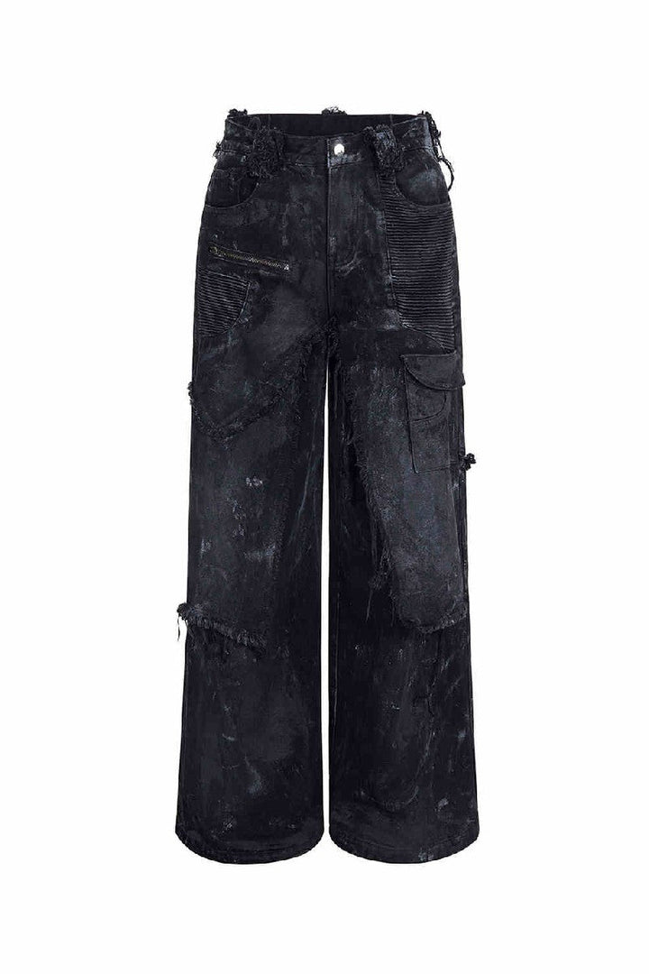 Double Layer Hand-Painted Jeans