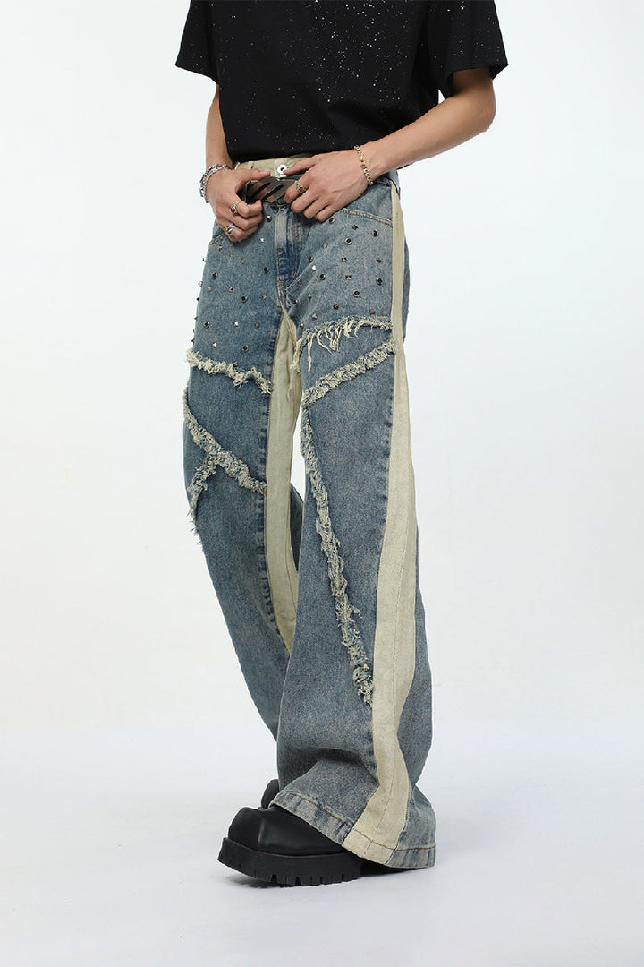 Vintage Studded Wide-Leg Jeans