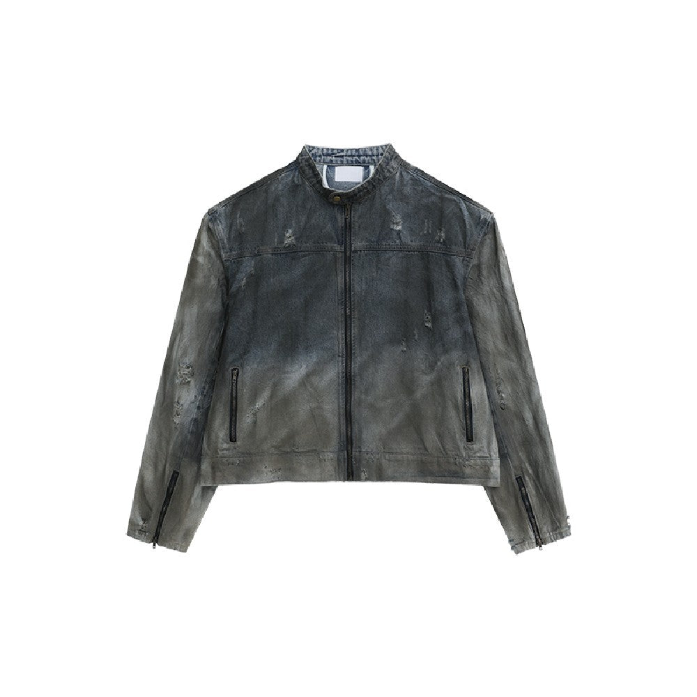 Shoulder Pads Washed Denim Jacket