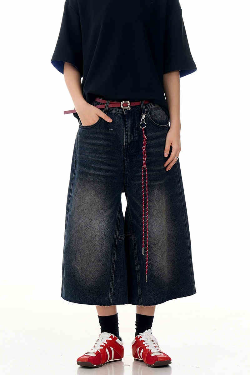 Washed Blue Cropped Jeans