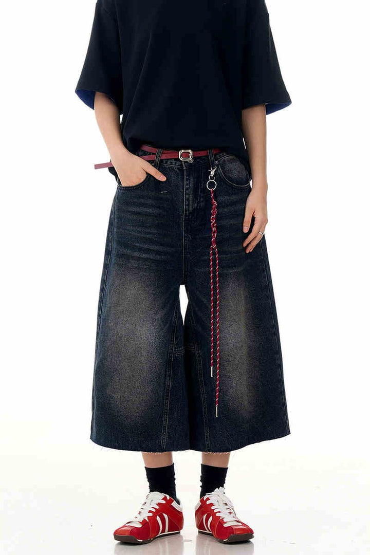 Washed Blue Cropped Jeans