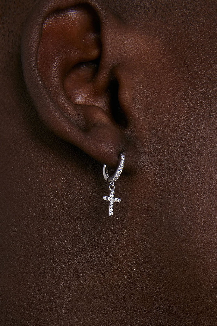 Diamond Cross Hoop Earrings