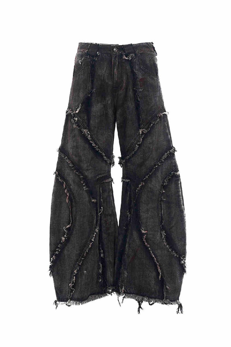 Heavyweight Distressed Frayed Patchwork Denim