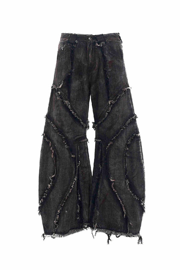 Heavyweight Distressed Frayed Patchwork Denim