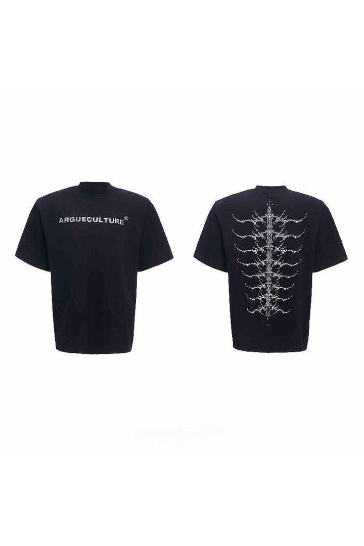 Studded Embroidered Spine Cotton Tee