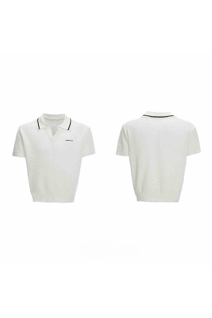 Striped Textured Knit Polo