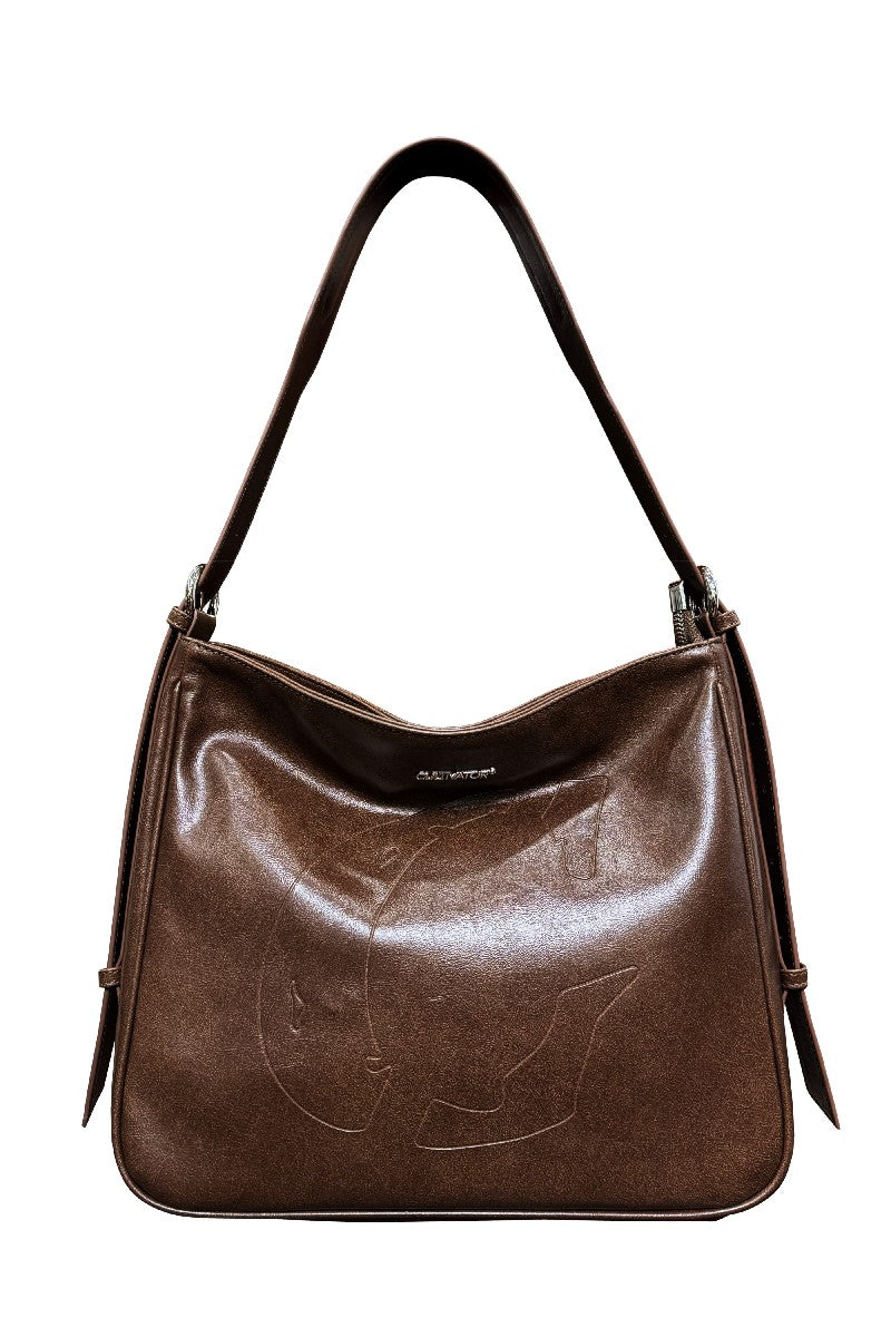 Cracked Leather C-Design Tote Bag