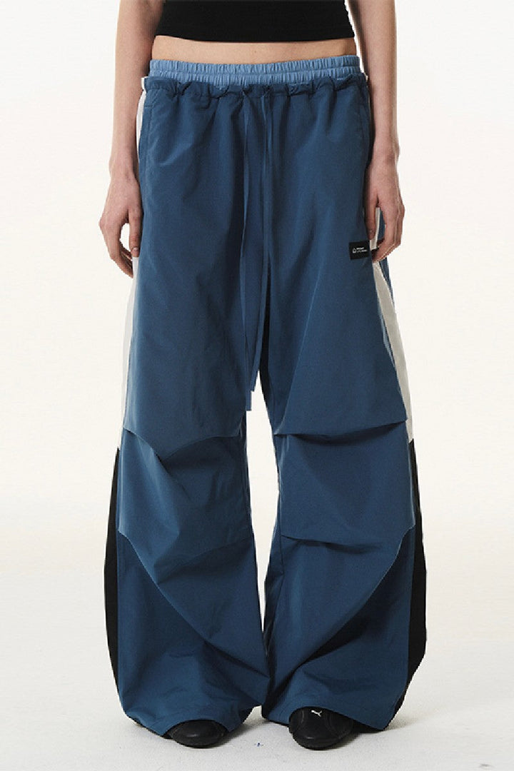 Dual Waist Contrast Pleated Pants