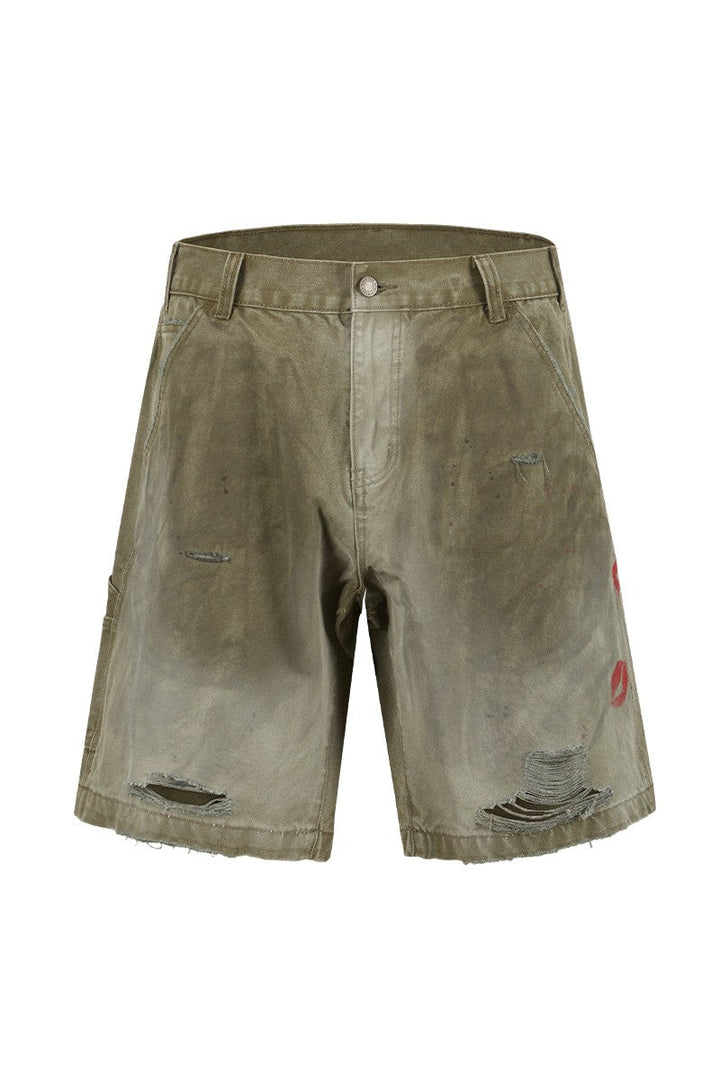 Distressed Washed Cargo Shorts