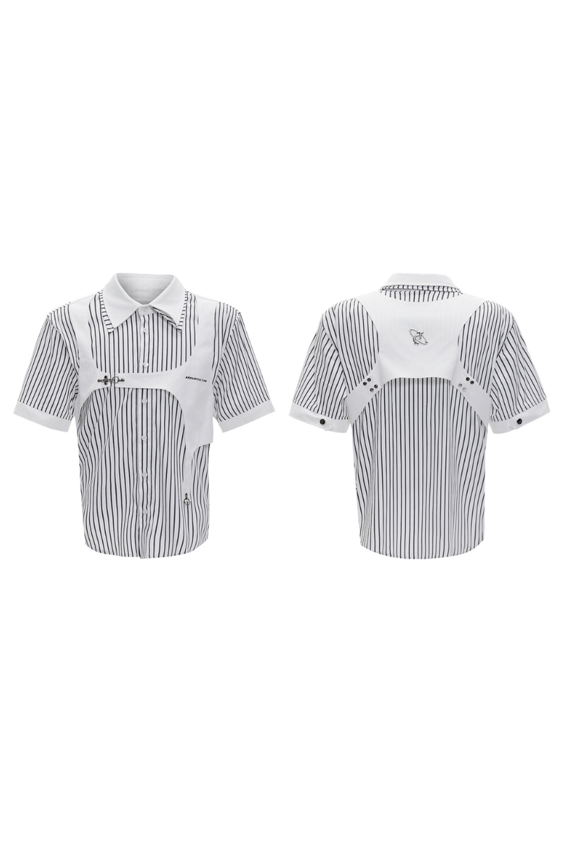 Striped Double Collar Layered Shirt