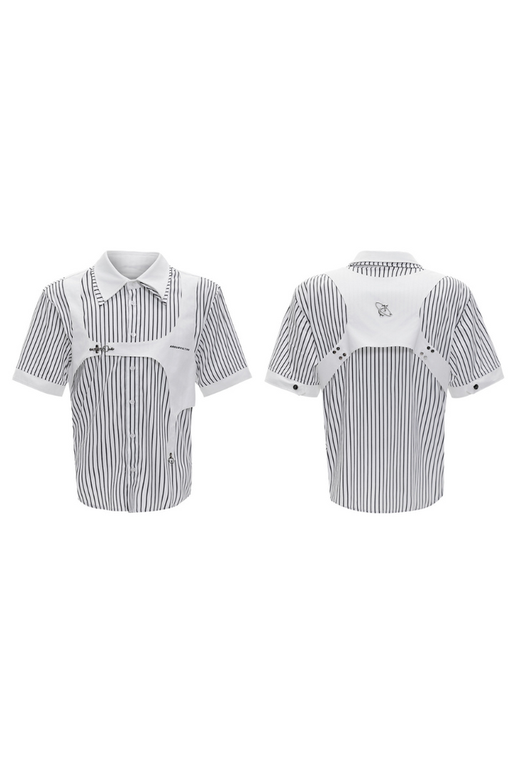 Striped Double Collar Layered Shirt