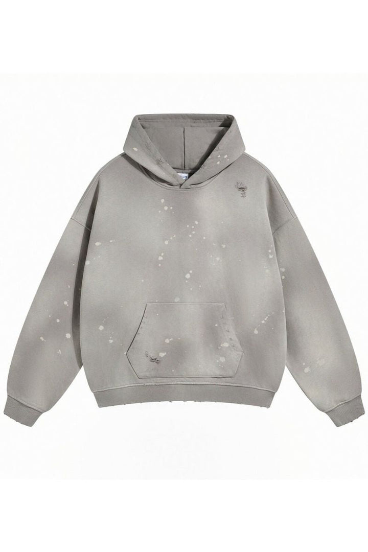 Distressed Paint-Splatter Hoodie